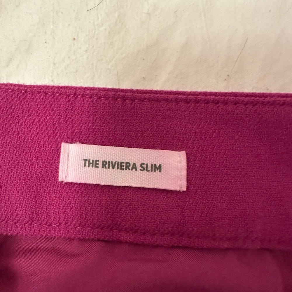 LOFT Petite 6P Riviera Linen Blend Slim Pants in Magenta - Picture 4 of 6